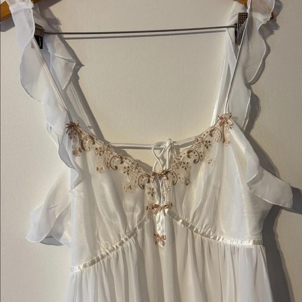 Vintage Y2K Princess Slip Dress White Renaissance Girly 90 L New Fairy Romantic - Picture 8 of 16